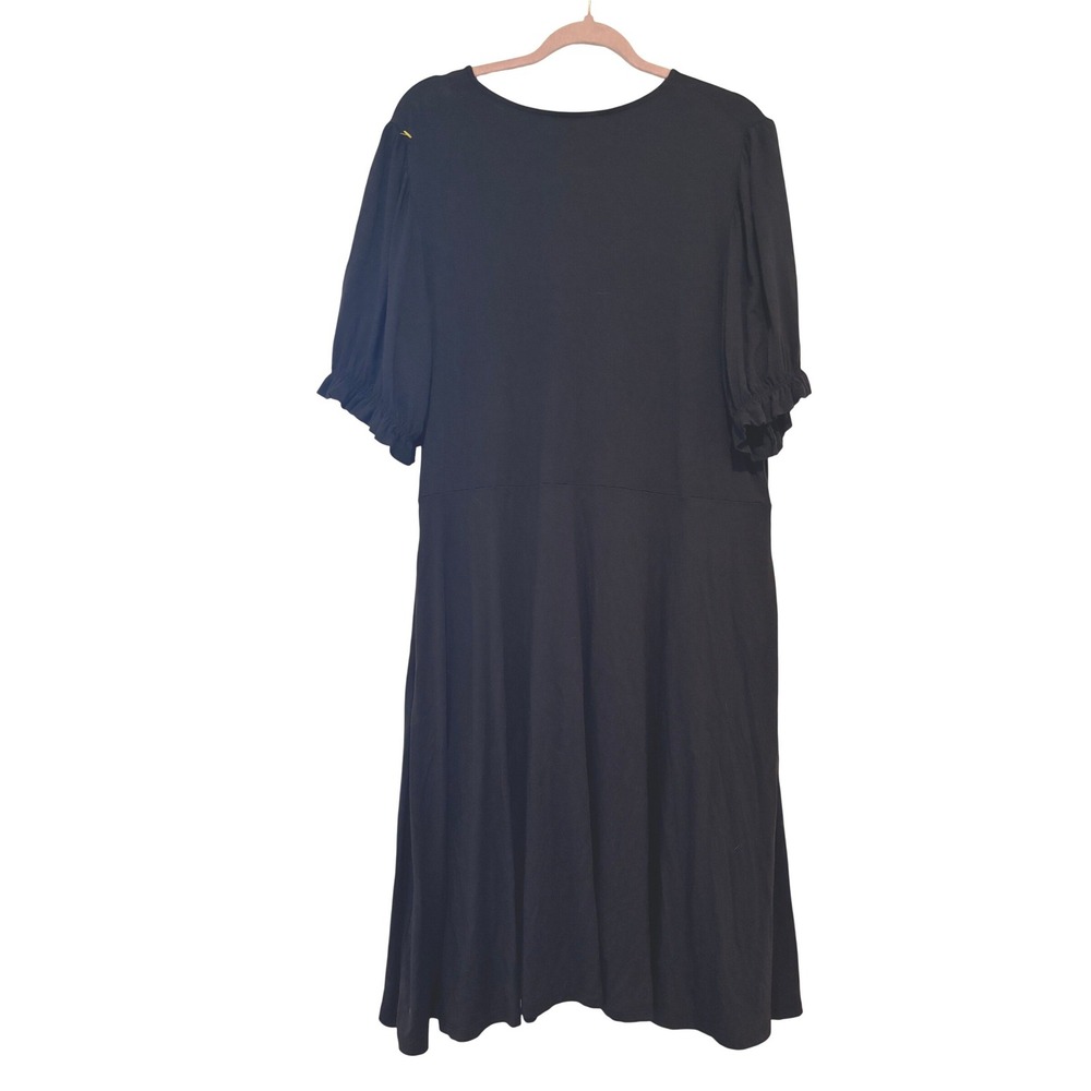 Boden sz 16-18 black V neck short sleeve stretchy‎ minimalist dress K